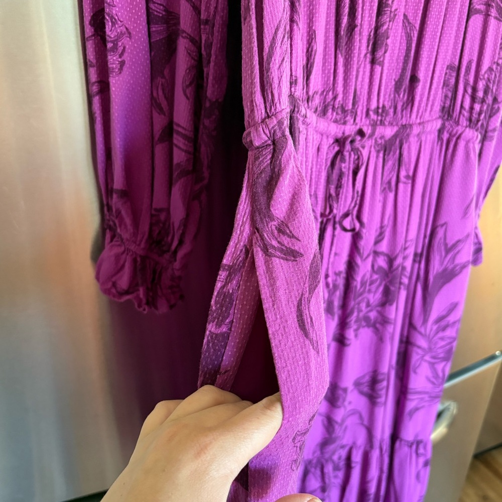 A New Day Elegant Purple Floral Women's Dress - Picture 5 of 11